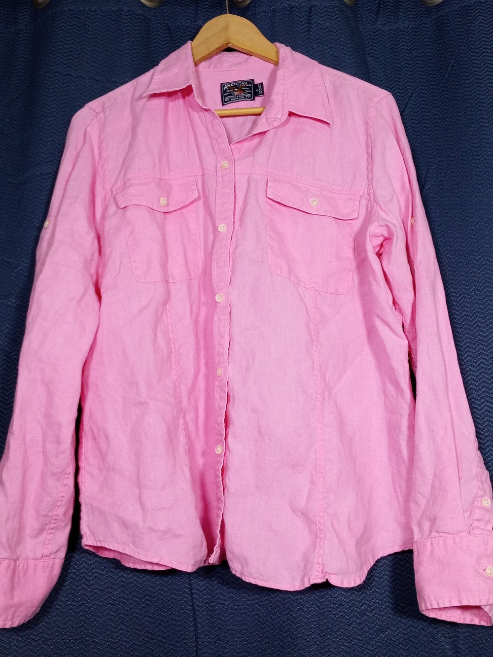 American Living Pink Long-Sleeve Button-Front Shirt
